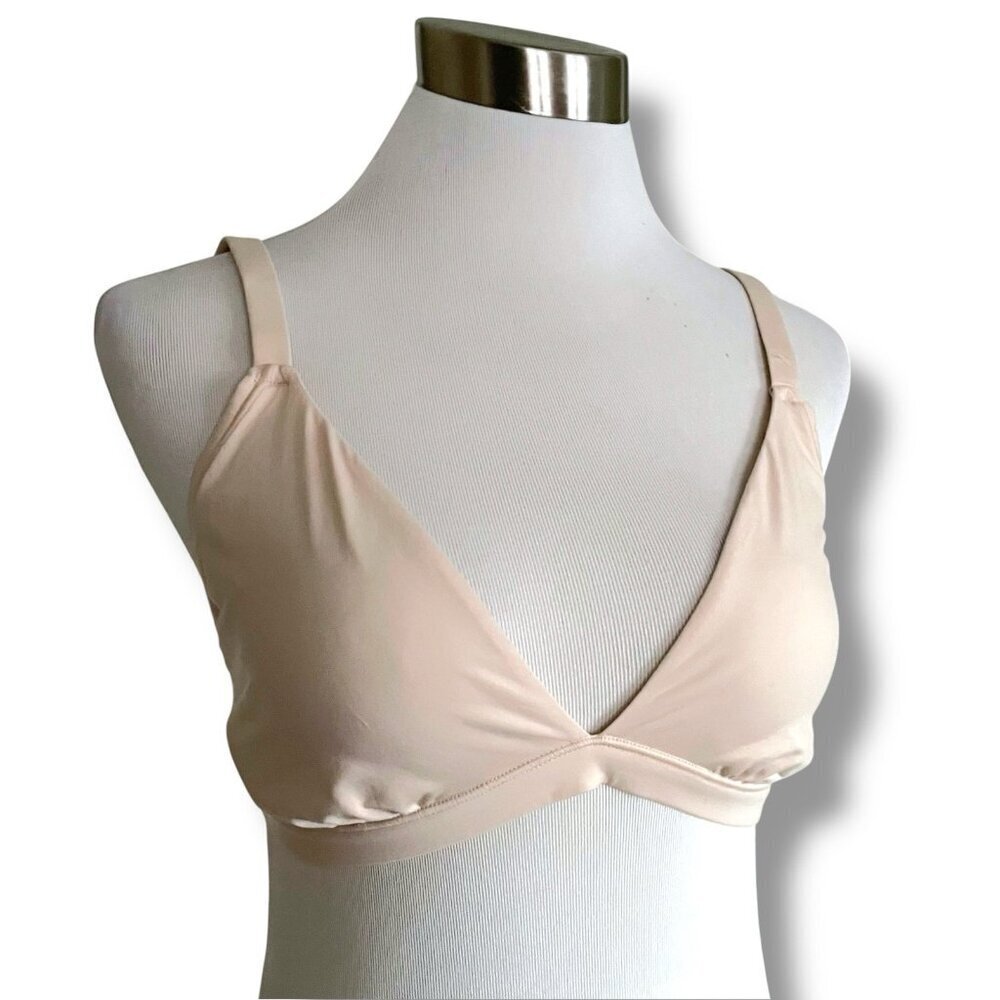 Victorias Secret PINK Bralette Sz XL Nude Tan Wireless Pullover Minimalist Bra